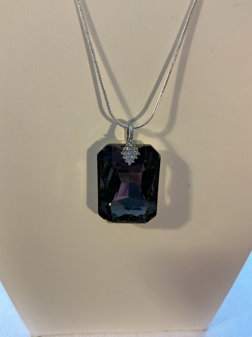 Smoky Quartz Silver Tone Pendant Necklace